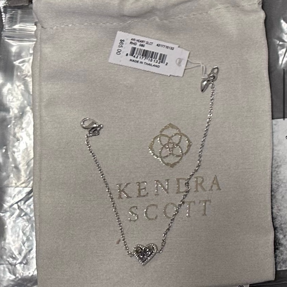 kendra scott ari heart delicate chain bracelet silver